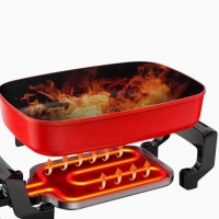 Aparat de gatit multifunctional electric, capac, nonstick, 280°C, termostat ajustabil, 5 setari