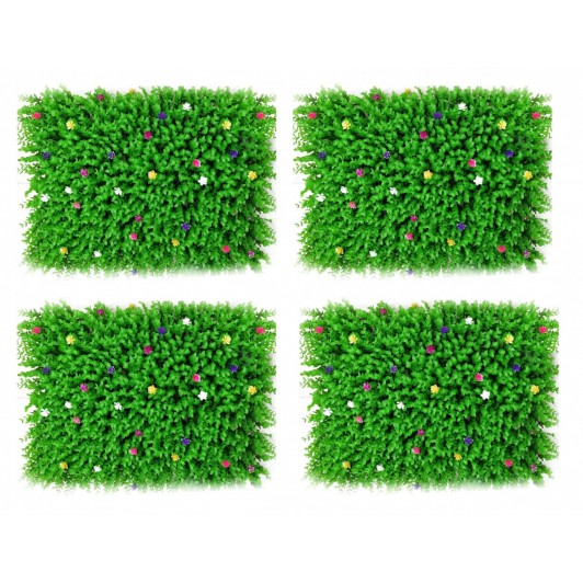 Panou verde din frunze artificiale Flower 40 x 60 cm, set 2 bucati