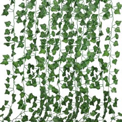 Set 12 ghirlante iedera artificiala verde, aspect natural, 2m lungime