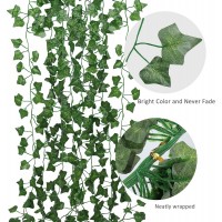 Set 12 ghirlante iedera artificiala verde, aspect natural, 2m lungime
