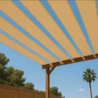 Pergola 4 m x 40 cm, plasa de umbrire cu inele, culoare cappucino