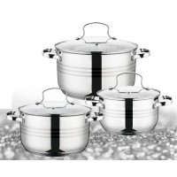 Set 3 oale mari cu capac, inox, compatibile cu plite pe gaz sau inductie Set 3 oale mari cu capac, inox, compatibile cu plite pe gaz sau inductie