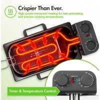 Friteuza electrica din inox, 3 litri, 2000 W, termostat ajustabil, capac transparent