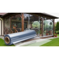 Folie cristal 1,8 m x 10 m x 0,3 mm, transparenta, inchidere terase, Kit montaj inclus