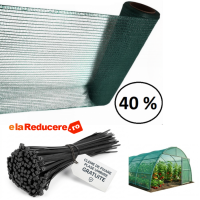Plasa verde opaca 12 m x lungime 50 m, umbrire si protectie, opacitate 40%, Gratuit 100 coliere