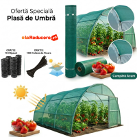 Plasa verde opaca 2 m x 25 m lungime, umbrire si opacitate 40%,GRATUIT 10 clipsuri + 50 coliere
