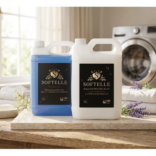 Set Detergent Rufe Spring Fresh 5L si Balsam Molle 5L, produse in Romania Set Detergent Rufe Spring Fresh 5L si Balsam Molle 5L, produse in Romania