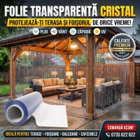 Folie cristal 1,4 m x 10 m x 0,3 mm transparenta, inchidere terase, foisoare, rezistenta
