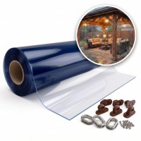Folie cristal 1,4 m x 30 m x 0,4 mm, transparenta, inchidere terase,  Kit montaj inclus