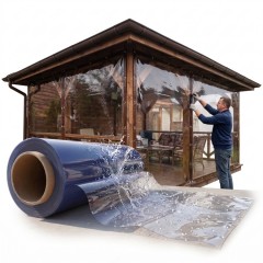 Folie cristal 1,4 m x 20 m x 0,4 mm transparenta, inchidere terase, foisoare, ultra rezistenta