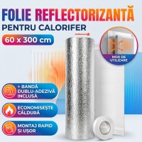 Folie reflectorizantă pentru calorifer 60 x 300 cm – Recuperare căldură