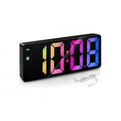 Ceas digital cu alarma de birou cu afisare LED Multicolor pe display tip oglinda 725