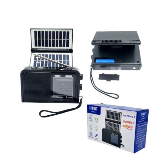 Radio portabil solar cu AM/FM.SW 1-6 cu 8 benzi ,Bluetooth,mp3 ,si acumulator NS - 7000 S-S