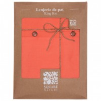 Lenjerie de pat pentru 2 persoane, Bumbac organic 100% 144TC, Coral