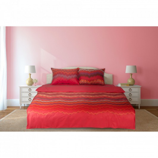 Lenjerie de pat dublu, bumbac 100%, 4 piese, 132TC, Fouta Red
