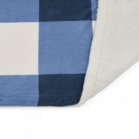 Patura Fleece cu blanita, Home, Carouri Albastre, 200x220 cm