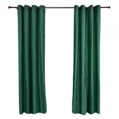 Set 2 draperii catifea, 140x270 cm, prindere cu inele metalice, 2 cordoane tip sfoara, Verde