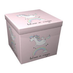 Taburet pliabil cu spatiu depozitare, 38x38x37.5 cm, Unicorn Roz