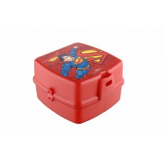 Cutie pentru alimente, 1400ml, dimensiune 14 x 15 x 9 cm, tacamuri incluse, model Superman