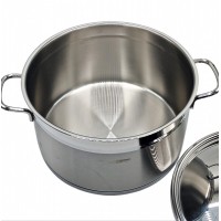 Oala cilindrica din inox cu capac, capacitate 6.5 l, diametru 24 cm, fund dublu