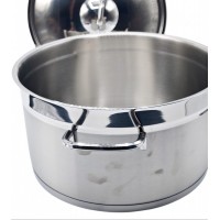 Oala cilindrica din inox cu capac, capacitate 6.5 l, diametru 24 cm, fund dublu