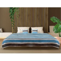 Set cuvertura de pat king size cu 2 huse pentru perna, 200x220 cm, dungi sky, Multicolor