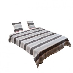 Set cuvertura de pat king size cu 2 huse pentru perna, 200x220 cm, model dungi , Multicolor