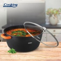 Semioala Cooking by Dark Line cu capac, aluminiu turnat, 44x19cm, 23L