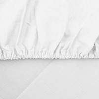 Cearceaf de pat cu elastic, dimensiune 140 x 200 cm, bumbac 100%, Alb