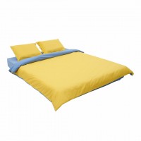 Lenjerie de pat pentru 2 persoane Heinner Home, 100% bumbac, galben / albastru, 3 piese
