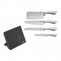 Set de cutite inox pentru bucatarie , 5 piese, cu suport magnetic