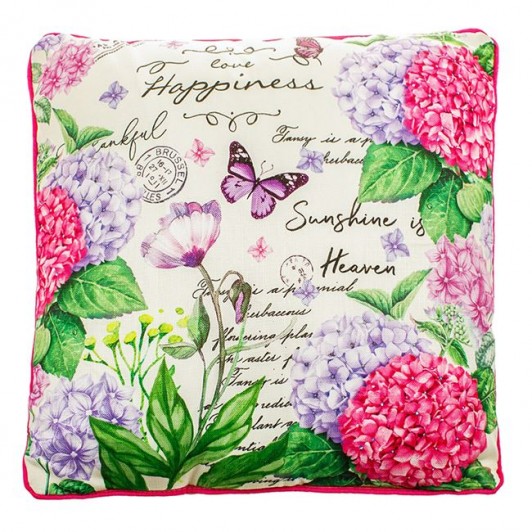 Perna Decorativa de Vara Bej Floral Fluturi 45x45cm