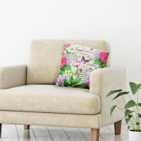 Perna Decorativa de Vara Bej Floral Fluturi 45x45cm