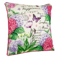 Perna Decorativa de Vara Bej Floral Fluturi 45x45cm