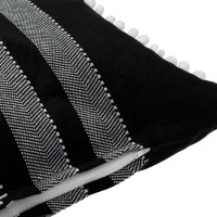 Perna Decorativa Alba Neagra cu Pompon 60x40cm