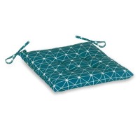 Perna pentru Scaun din Bumbac ,Petrol cu Forme Geometrice 40x40cm