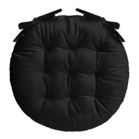 Perna Decorativa pentru Scaun Neagra Velvet Rotunda 40cm