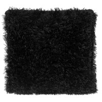 Perna Decorativa din Imitatie de Blana Shaggy Neagra 51x51c