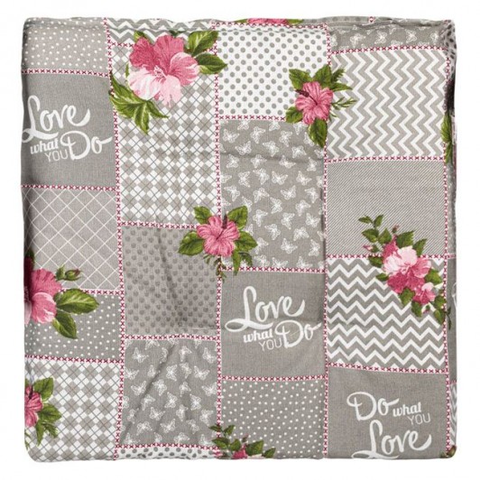 Perna pentru Scaun de Vara din Bumbac Gri Model Floral 40x40cm