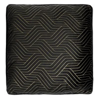 Perna Decorativa Neagra Velvet Linii cu Folie Aurie 45x45cm