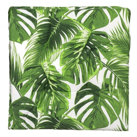 Perna pentru Scaun din Bumbac de Vara Bej Model Frunze Tropicale 40x40cm