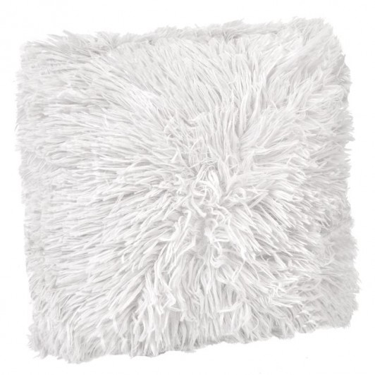 Perna Decorativa din Imitatie de Blana Shaggy Alba 25x25cm