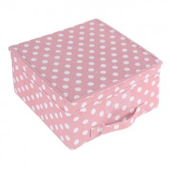Cutie de Depozitare Textila cu Capac Roz cu Buline Albe 30x30x16cm
