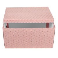 Cutie din Carton Pliabila Roz cu Model din Folie Aurie & Eticheta 40x30x20cm