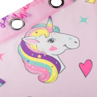 Perdea Decorativa cu Inele Roz Voal Unicorn 140x260cm, 1 bucata