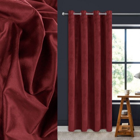 Perdea Decorativa cu Inele Velvet Bordo 140x260cm, 1 buc