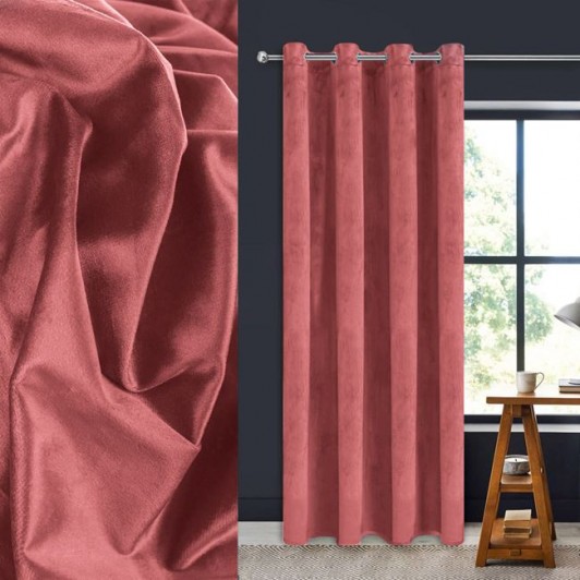 Perdea Decorativa cu Inele Velvet Roz 140x260cm