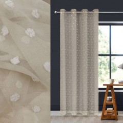 Perdea Decorativa cu Inele Bej & Franjuri 140x260cm, 1 buc