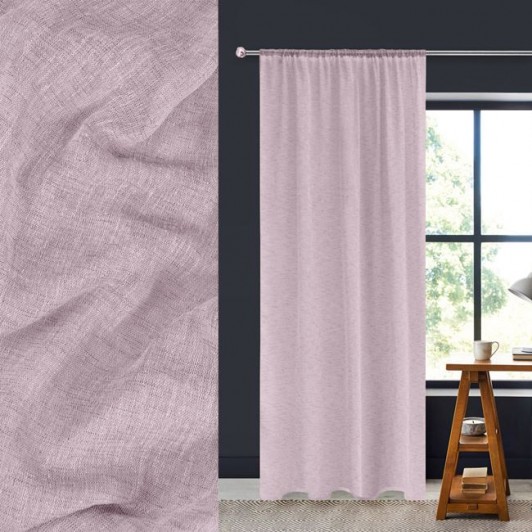 Perdea Decorativa Tifon cu Banda Powder Pink 140x260cm, 1 buc