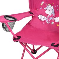 Scaun Camping pentru Copii Pliabil Fucsia Unicorn cu Husa 36x36x75cm